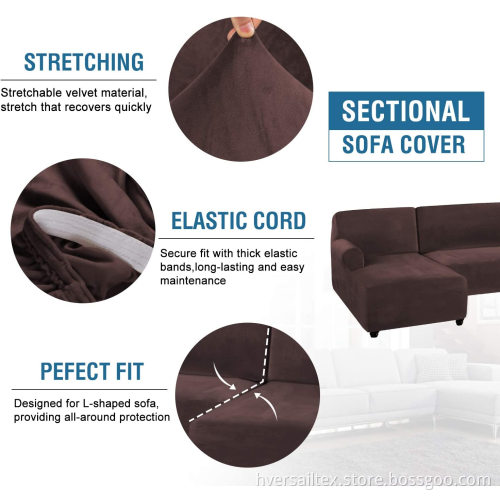 Thick Velvet Stretch L-Shape Sofa Cover